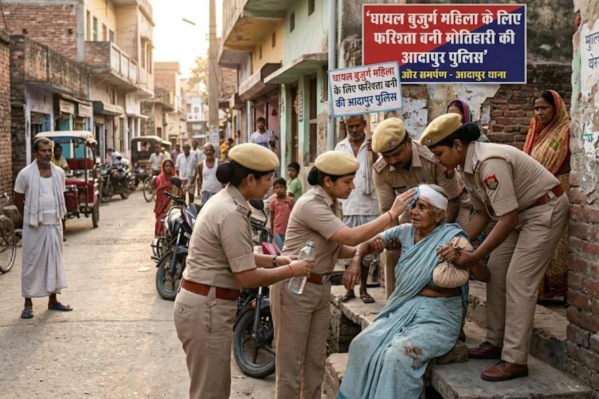 Bihar Police Humanity: घायल बुजुर्ग महिला के लिए फरिश्ता बनी आदापुर पुलिस