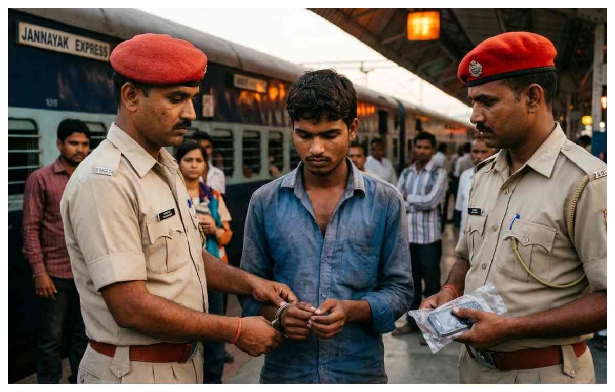 चलती ट्रेन से मोबाइल उड़ाने वाला शातिर गिरफ्तार, जननायक एक्सप्रेस में की थी वारदात