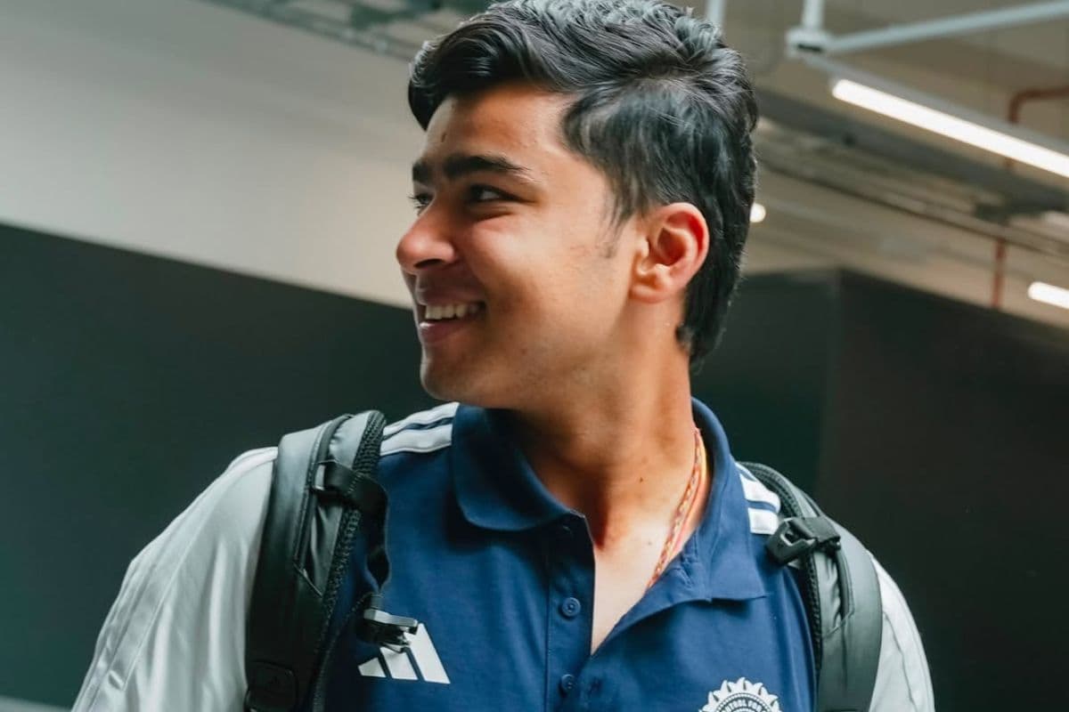 Vaibhav Suryavanshi was seen smiling. Vaibhav Suryavanshi was seen smiling.