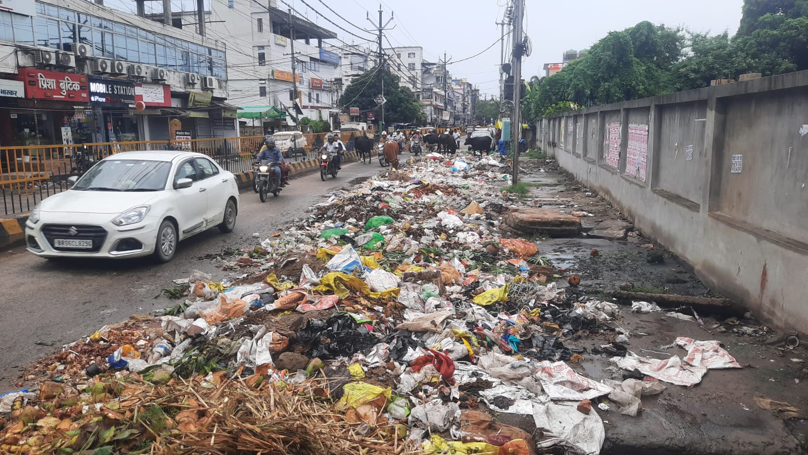 मिठनपुरा के पार्क रोड पर कचरे का अंबार, बदबू और गंदगी से लोग परेशान