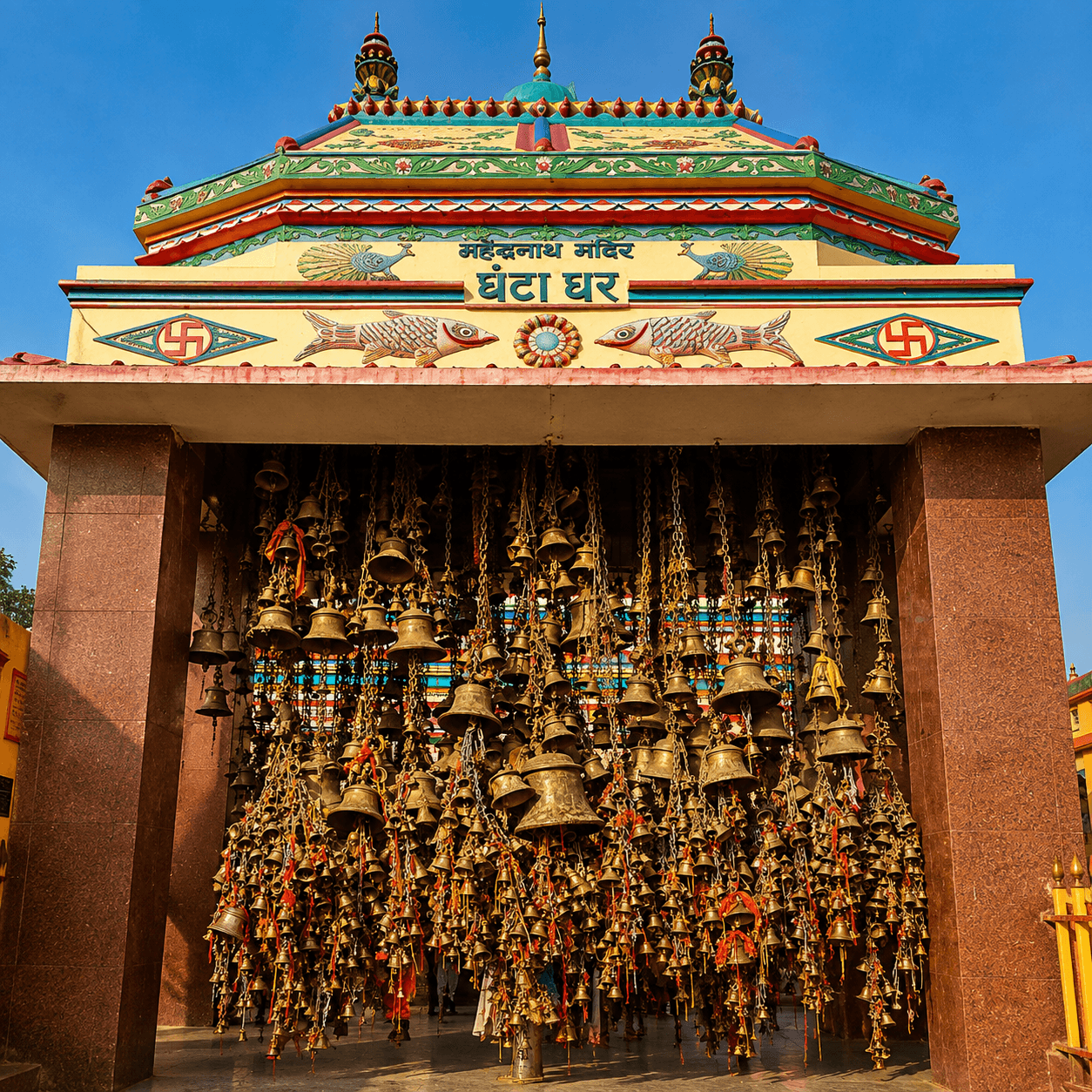महेंद्रनाथ मंदिर (मेहंदार धाम) में स्थित घंटा घर को लेकर यह मुख्य मान्यता है कि यहाँ मन्नत पूरी होने पर श्रद्धा स्वरूप घंटी बांधने से बाबा महेंद्रनाथ का विशेष आशीर्वाद प्राप्त होता है, जिसके कारण आज इस परिसर में भक्तों द्वारा चढ़ाई गई हजारों छोटी-बड़ी घंटियाँ लटकी हुई हैं. धार्मिक रूप से माना जाता है कि इन घंटियों की पवित्र ध्वनि से पूरे क्षेत्र की नकारात्मक ऊर्जा नष्ट होती है और वातावरण में सकारात्मकता का संचार होता है, जिससे यह स्थल श्रद्धालुओं की अटूट आस्था और आकर्षण का एक प्रमुख केंद्र बन गया है.