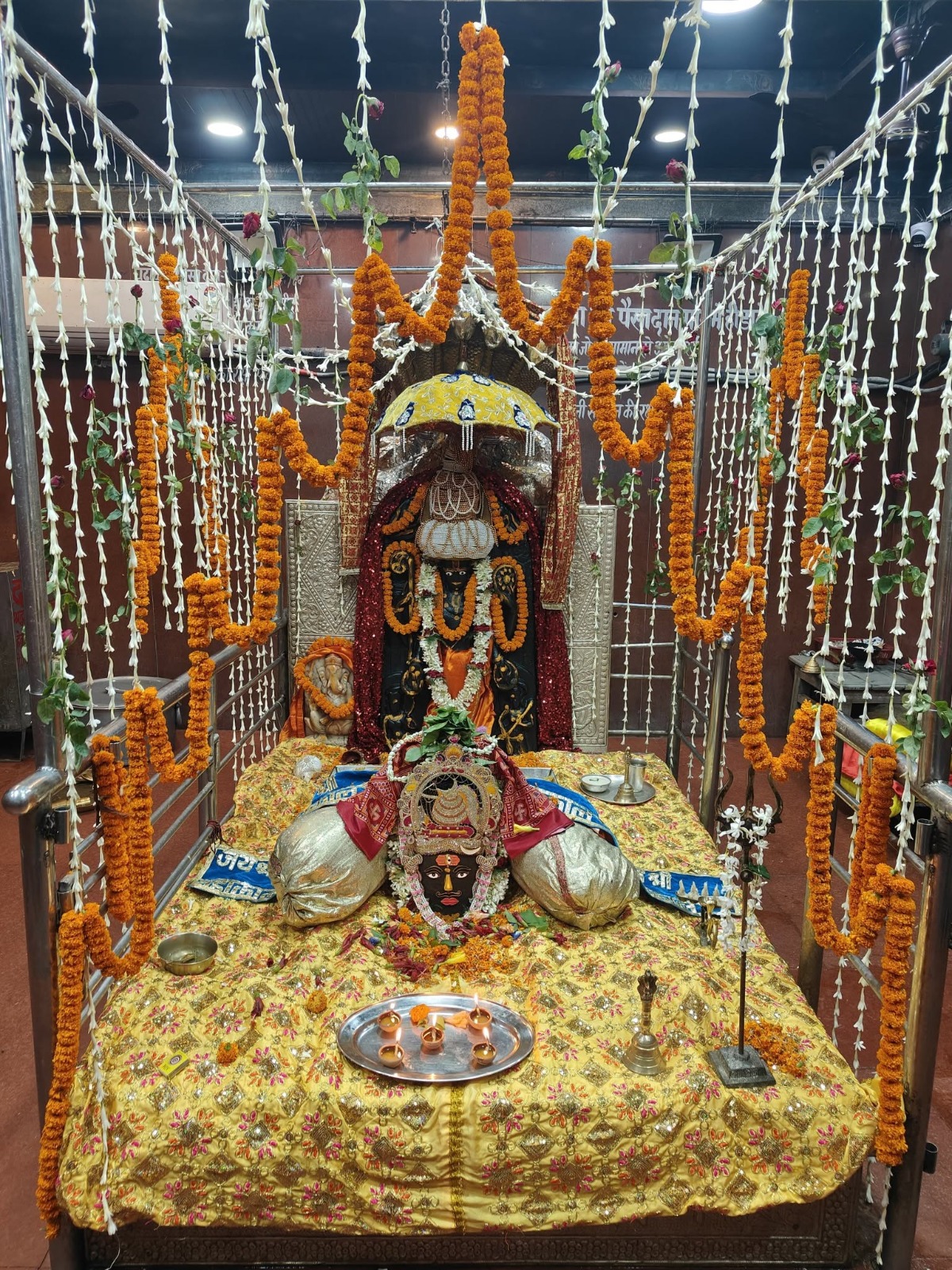 बाबा हरिहरनाथ को सुनहरे और पीले वस्त्रों से सजाया गया है, जबकि चारों ओर गेंदे और सफेद फूलों की लंबी मालाओं से आकर्षक सजावट की गई है. सामने विराजमान स्वरूप को भी सुंदर आभूषणों और वस्त्रों से सजाया गया है.
