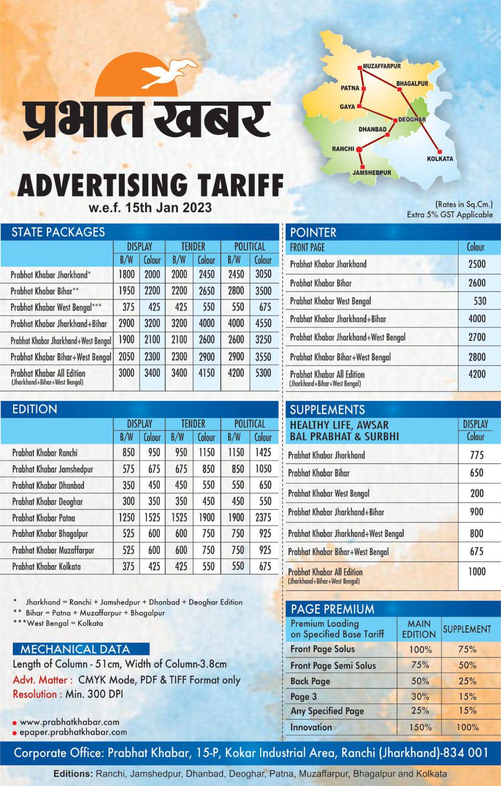 Prabhat Khabar Advetisement Rate