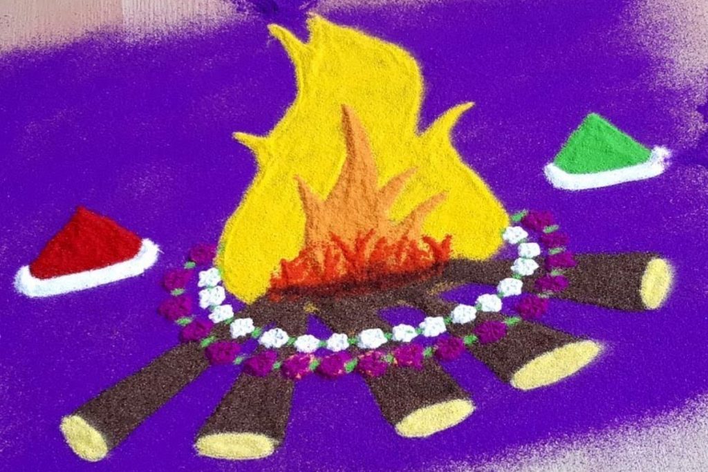 Holika Rangoli 2024: होलिका दहन से पहले अपने घरों में बनाएं ये रंगोली डिजाइन 3 Holika Dahan Rangoli