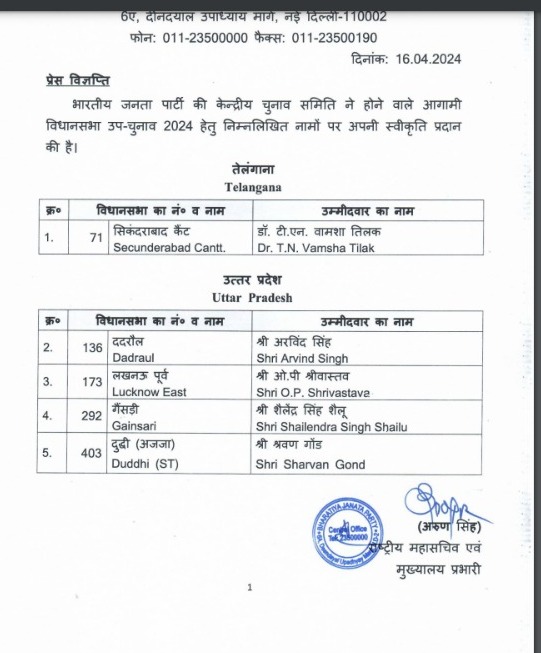 bsp list vidhansabha