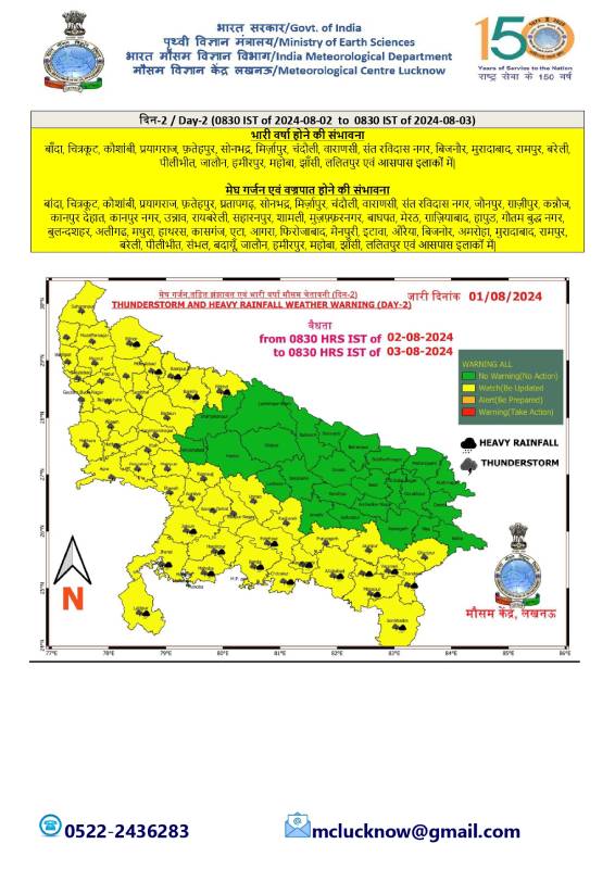 Aaj Ka Mausam: Up में दोबारा सक्रिय हुआ Monsoon, 30 जिलों में आज भारी बारिश-आंधी-तूफान का अलर्ट 1 Rain Alert