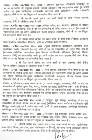 झारखंड में Ias अधिकारियों की ट्रांसफर पोस्टिंग, विप्रा भाल बनीं राज्यपाल की प्रधान सचिव 3 Ias 9393