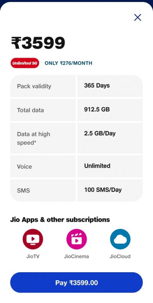 Jio Recharge Plan: एक रीचार्ज के बाद सालभर की छुट्टी, 2.5Gb डेली डेटा और फ्री कॉलिंग के साथ मिलेंगे ये बेनिफिट्स 1 Jio Rs 3599 Plan Benefits 1