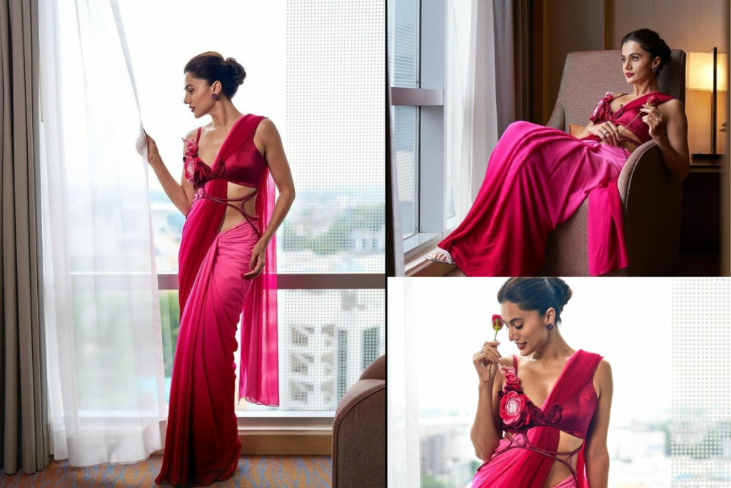 Tapsee Pannu'S Saree Looks: &Quot;फिर आई हसीन दिलरुबा&Quot; में तापसी पन्नू के शानदार साड़ी लुक, जो सबका ध्यान अपनी ओर खींच रहे हैं 5 The Chic Linen Saree