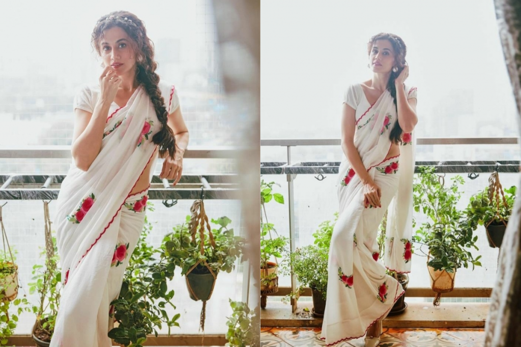 Tapsee Pannu'S Saree Looks: &Quot;फिर आई हसीन दिलरुबा&Quot; में तापसी पन्नू के शानदार साड़ी लुक, जो सबका ध्यान अपनी ओर खींच रहे हैं 2 The Contemporary Organza Saree