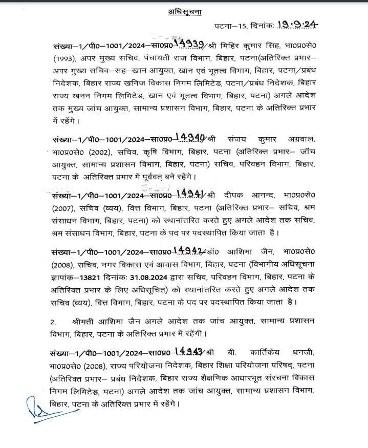 बिहार में सात आईएएस अधिकारियों का तबादला, श्रम संसाधन विभाग में सचिव बनें Ias दीपक आनंद 1 Bihar Ias Transferred