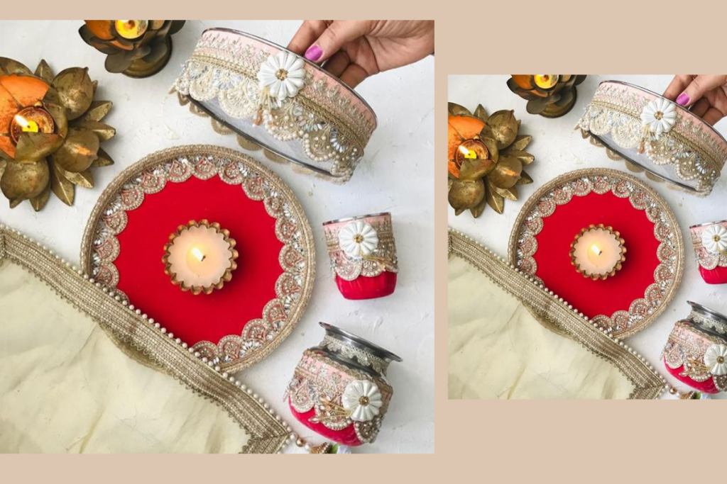 Karwa Chauth Thali Decoration Ideas:करवा चौथ पर ऐसे करें अपनी थाली को डेकोरेट 4 Karwa Chauth Thali Decoration 3