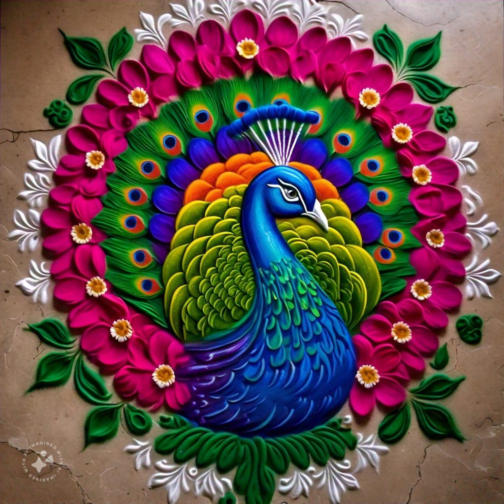 Peacock Rangoli Design: आपके घर की शोभा बढ़ा देंगे मोर स्टाइल के ये रंगोली डिजाइन 2 Peacock Rangoli Design 7