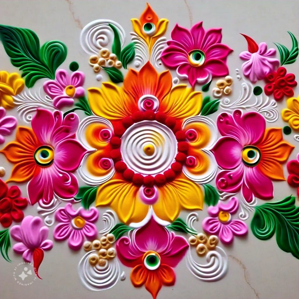 Diwali Rangoli: दिवाली पर खुद तारीफ बटोरेंगे ये रंगोली डिजाइन, अभी करें Save 8 Simple Flower Rangoli Design 2