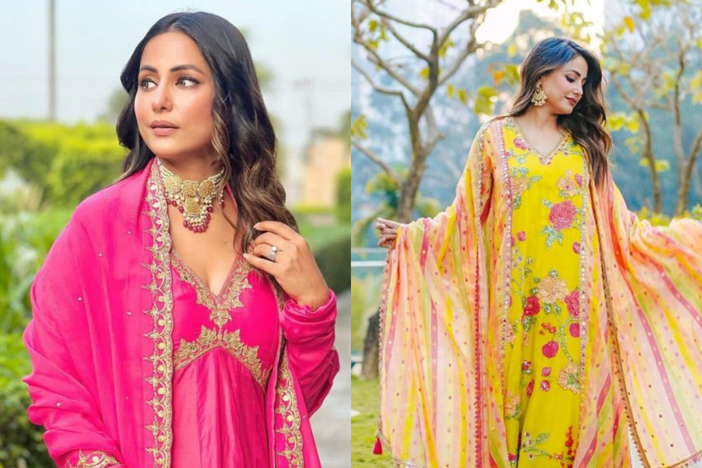 Hina Khan Inspired Desi Look: हीना खान से इंस्पायर्ड देसी सूट लुक: जानें कैसे पाएं स्टाइलिश और एलीगेंट लुक 1 Hina Khan 1
