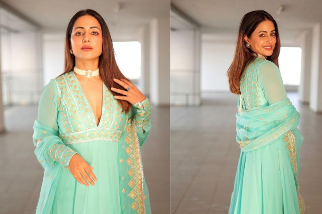 Hina Khan Inspired Desi Look: हीना खान से इंस्पायर्ड देसी सूट लुक: जानें कैसे पाएं स्टाइलिश और एलीगेंट लुक 3 Hina Khan 3