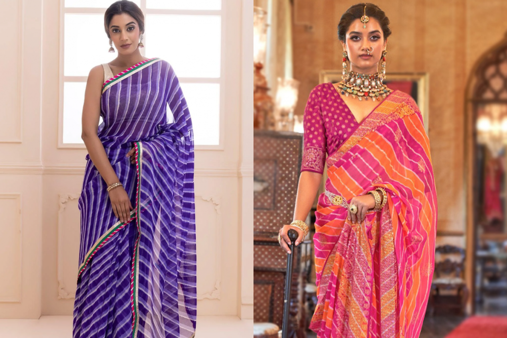 Bhai Dooj Leheriya Saree Fashion: भाई दूज पर पहनें लहरियां साड़ी, आपको देगी सिंपल और एलीगेंट लुक 3 Image 6