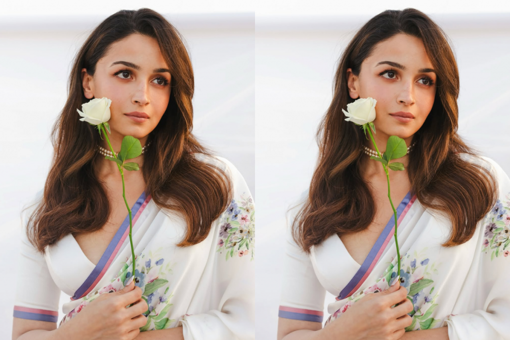Alia Bhatt Floral Print White Saree Look: आलिया भट्ट का फ्लोरल प्रिंटेड व्हाइट साड़ी लुक- एलीगेंस और सिंप्लिसिटी का परफेक्ट मेल 1 Alia Bhatt Saree Look 6