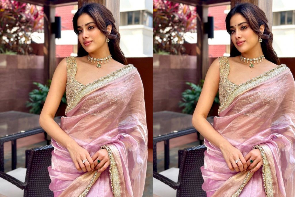 Janhvi Kapoor Tissue Saree Look For Wedding: वेडिंग सीजन में जाह्नवी कपूर की टिश्यू साड़ी से लें इंस्पिरेशन 1 Janhvi Kapoor 1