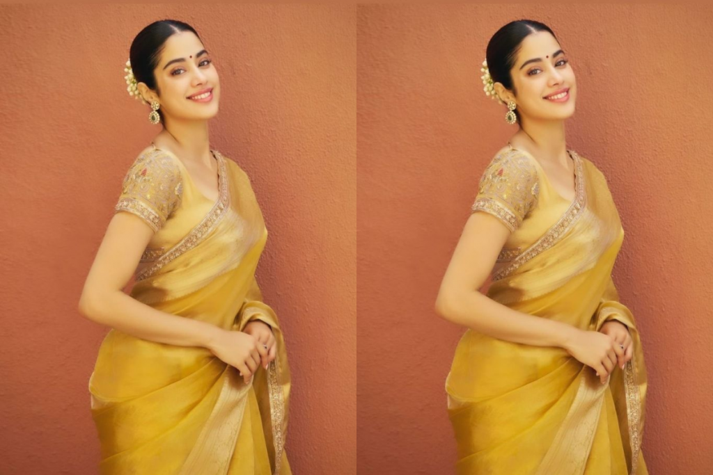 Janhvi Kapoor Tissue Saree Look For Wedding: वेडिंग सीजन में जाह्नवी कपूर की टिश्यू साड़ी से लें इंस्पिरेशन 2 Janhvi Kapoor 2