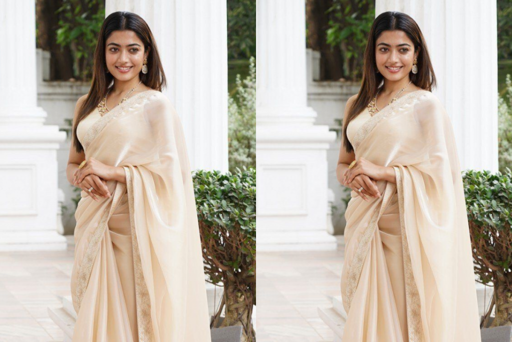 Rashmika Saree Look For Wedding: श्रीवल्ली के ये साड़ी लुक्स करें ट्राय, दिखें बिल्कुल परफेक्ट 4 Rashmika Saree Look 4