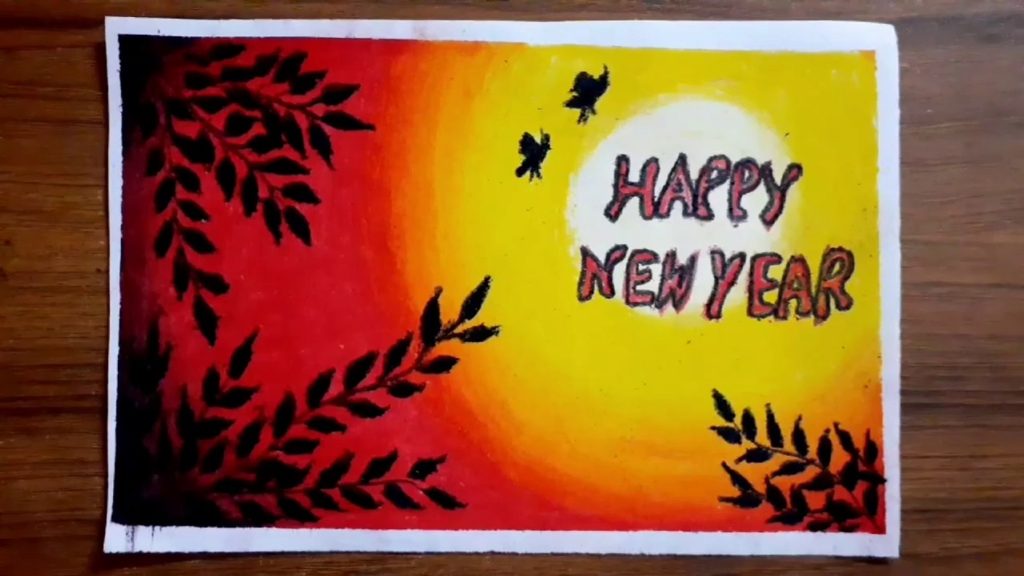 Happy New Year Drawing Ideas : स्कूल बोर्ड् और ग्रीटिंग कार्ड पर कीजिए ये 5 नए अंदाज में ड्रॉइंग 3 Tre 2