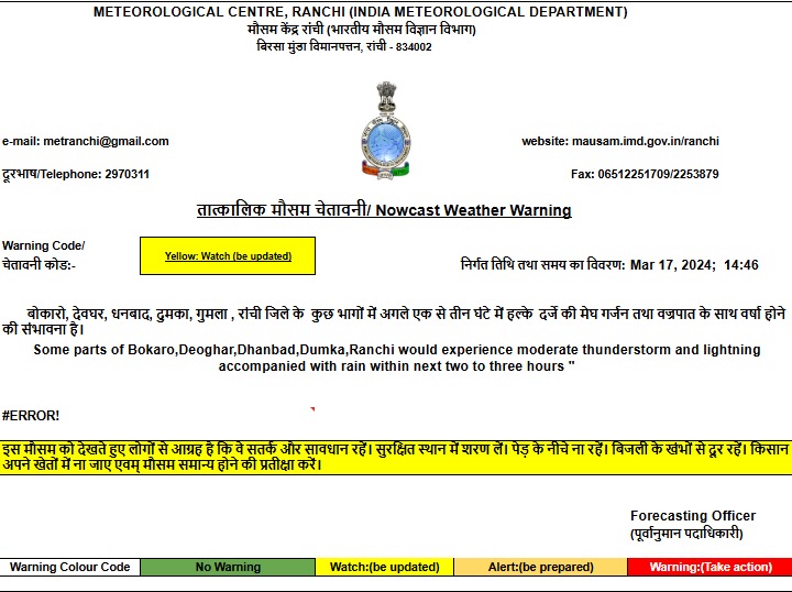 Jharkhand Weather: झारखंड में बदला मौसम का मिजाज, रांची समेत छह जिलों में कुछ ही देर में होगी बारिश, वज्रपात की चेतावनी 1 Whatsapp Image 2025 03 17 At 2.47.21 Pm