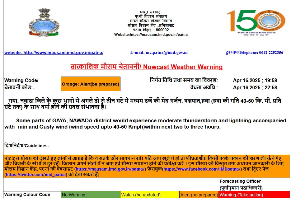 Nowcast Bihar: बिहार के इन 2 जिलों में अगले 3 घंटे होगी भयंकर बारिश, Imd ने जारी किया ऑरेंज अलर्ट 2 Goqdhdqxoaaaf34