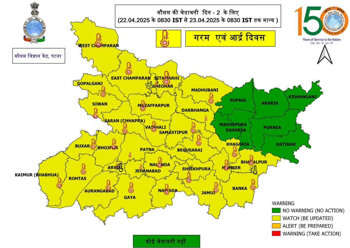 Bihar Weather: बिहार के इन 31 जिलों में 23 अप्रैल तक हीट वेव की चेतावनी, Imd ने जारी किया येलो अलर्ट 2 Gpcyz9Ywyaaaz Y