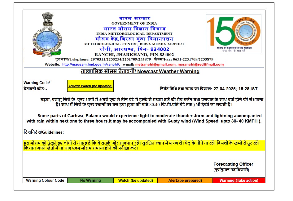 झारखंड में आंधी-तूफान के साथ झमाझम बारिश और ओलावृष्टि, प्रचंड गर्मी से मिली राहत, पेड़ गिरने से सड़क जाम 2 Whatsapp Image 2025 04 27 At 3.30.09 Pm
