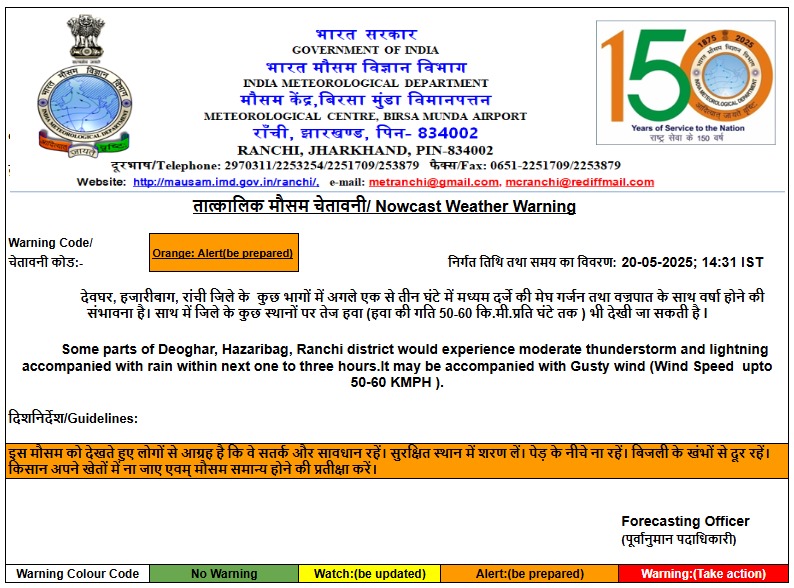 Jharkhand Weather: झारखंड में बदला मौसम का मिजाज, रांची में गरज के साथ जोरदार बारिश, सुहाना हुआ मौसम 2 Whatsapp Image 2025 05 20 At 2.31.59 Pm