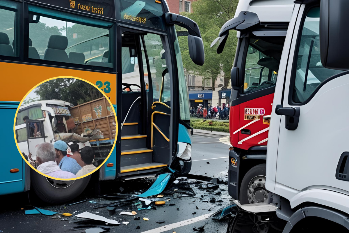 collision between truck and bus